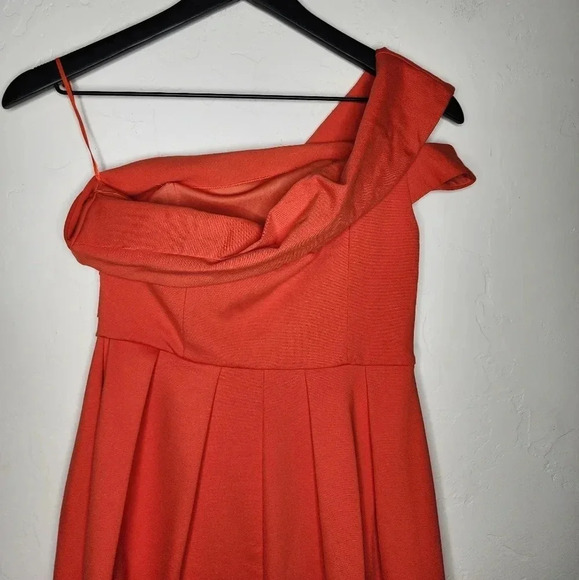 Topshop One Shoulder‎ Fit and Flare Dress in Orange Size US 2 - Picture 3 of 9